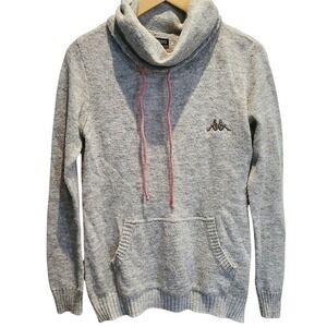 Kappa Gray Pink Knitted Funnel Neck Logo Sweater Womens L Large